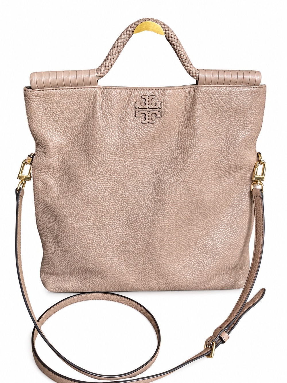 Tory Burch Blush Fold-Over Leather Crossbody Satchel Shoulder Bag - Picture 5 of 16